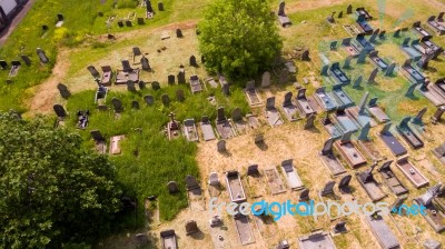 Aerial Graveyard Stock Photo