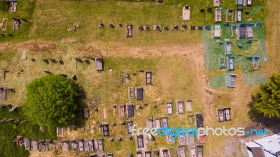 Aerial Graveyard Stock Photo