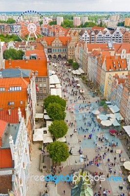 Aerial View At The Old City In Gdansk, Poland Stock Photo