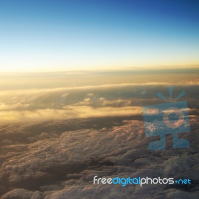 Aerial View Of A Cloudy Sunrise Stock Photo