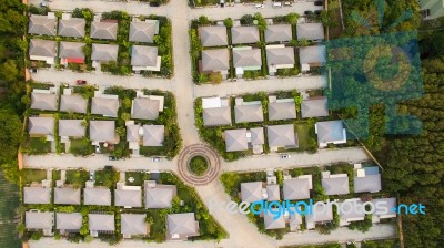 Aerial View Of Good Environment House In Good Development Real Estate For Residential Stock Photo