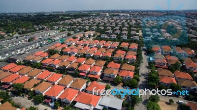 Aerial View Of Home Village In Thailand Use For Land Development And Property Real Estate Business Stock Photo