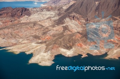 Aerial View Of Lake Mead Stock Photo