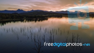 Aerial View Of Lake Moogerah In Queensland Stock Photo