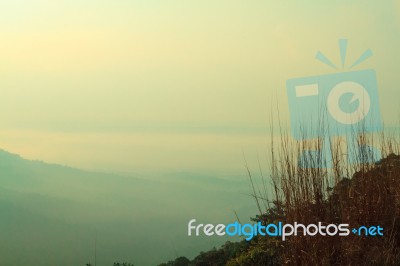 Aerial View Of Mountain Stock Photo