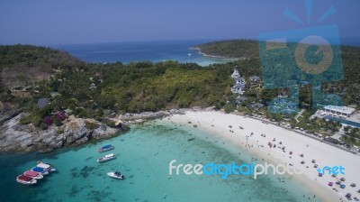 Aerial View Of Racha Island Harbor Andaman Sea Phuket Southern Of Thailand Stock Photo