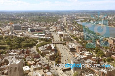 Aerial View Of The City Of Boston Stock Photo