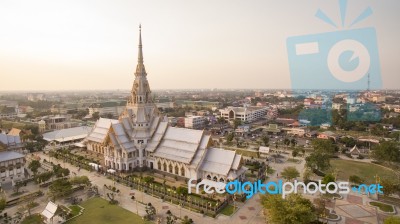 Aerial View Of Wat Sothorn Templein Chachengsao Province Eastern Of Thailand Important Buddhist Religion Church Landmark In Thailand Stock Photo