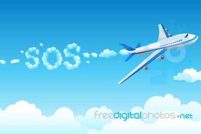 Aeroplane With Cloudy SOS Stock Image