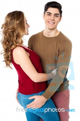 Affectionate Love Couple Over White Stock Photo