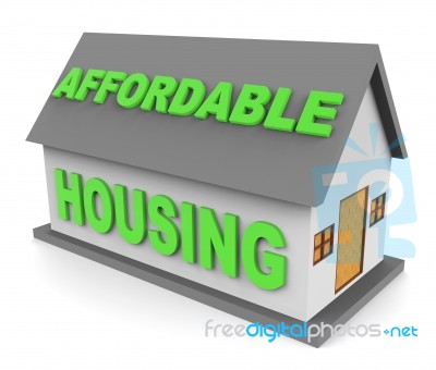 Affordable Housing Indicates Cut Price And Apartment 3d Renderin… Stock Image