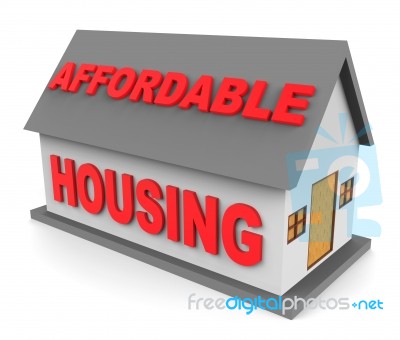 Affordable Housing Represents Low Cost House 3d Rendering Stock Image