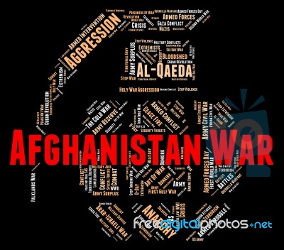 Afghanistan War Means Battle Conflict And Words Stock Image