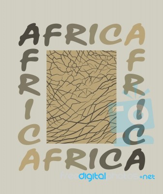 Africa - Background With Text And Texture Elephant Stock Image