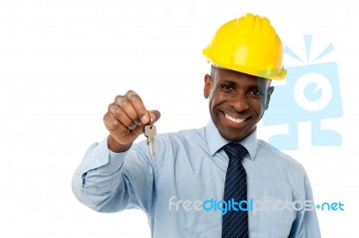 African American Businessman Holding A Key Stock Photo