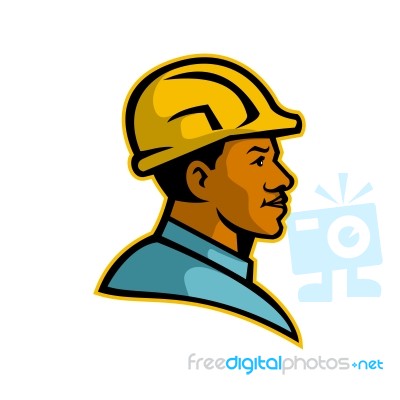 African American Construction Worker Mascot Stock Image