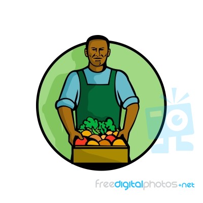 African American Green Grocer Greengrocer Mascot Stock Image