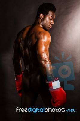 African Boxer Turning Back Stock Photo