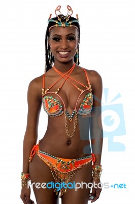 African Carnival Dancer Posing Stock Photo