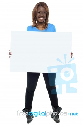 African Girl Holding Blank Board Stock Photo