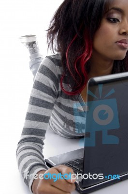 African Girl With Laptop Stock Photo