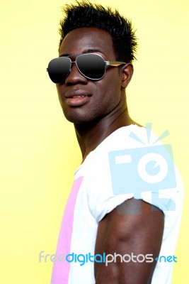 African Guy Wearing sunglasses Stock Photo