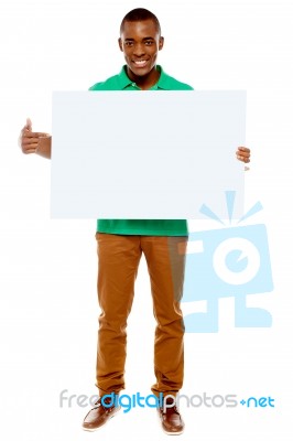 African Male Holding Blank Board Stock Photo