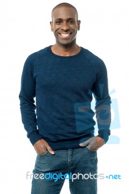 African Man Smiling Isolated Over A White Stock Photo