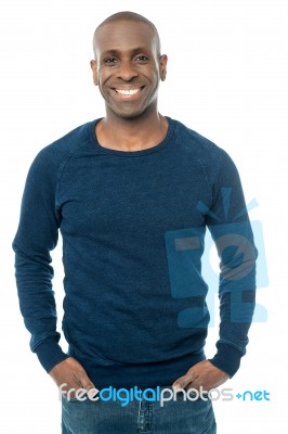 African Man Smiling Isolated Over A White Stock Photo