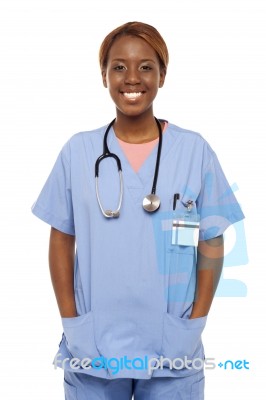 African Surgeon Hands in Pocket Stock Photo