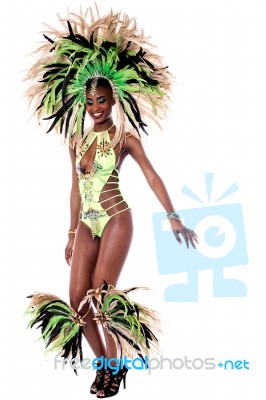 African Woman Dancing Samba Stock Photo