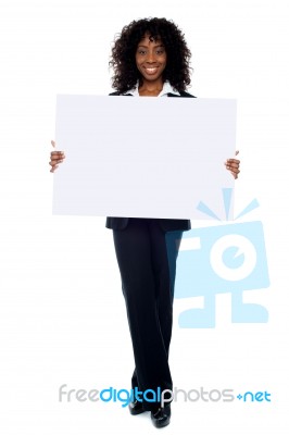 African Woman Showing Blank Board Stock Photo