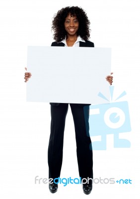 African Woman Showing Blank Board Stock Photo