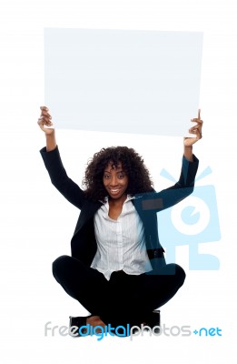 African Woman Showing Blank Board Stock Photo