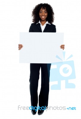 African Woman Showing Blank Board Stock Photo