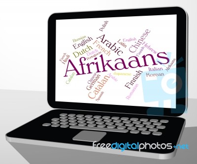 Afrikaans Word Indicates Study Language And Lingo Stock Image