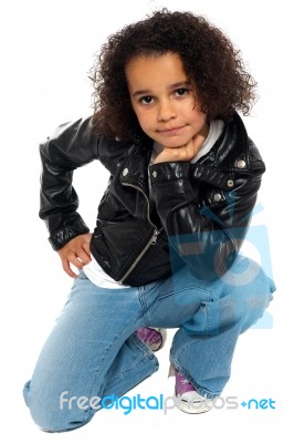 Afro American Kid Posing Stylishly To The Camera Stock Photo