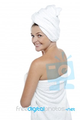 After Shower Beauty Stock Photo