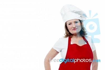 Aged Female Chef Posing In Style Stock Photo