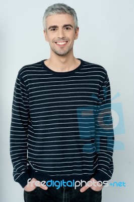 Aged Happy Smiling Casual Man Stock Photo