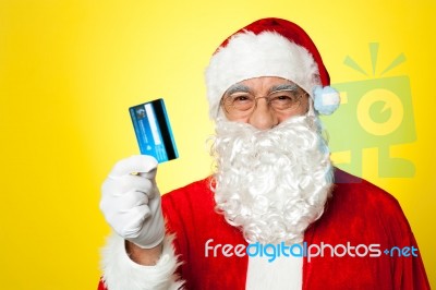 Aged Man In Santa Clothing Ready To Shop Stock Photo