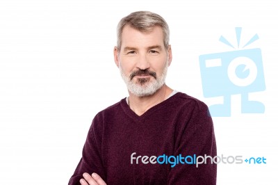 Aged Man Posing In Casuals Stock Photo