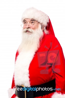 Aged Santa Looking Upwards Stock Photo