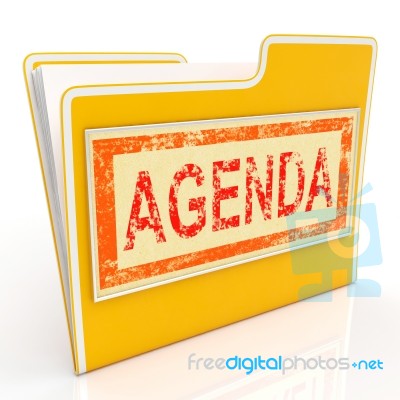 Agenda File Shows Files Lineup And Business Stock Image