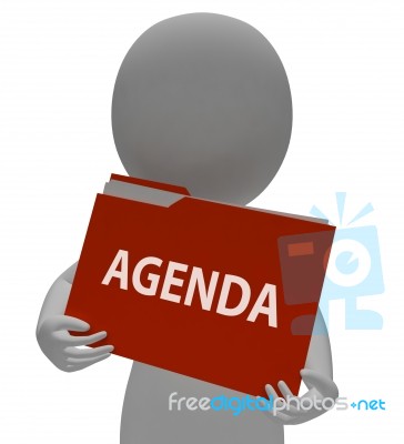 Agenda Folder Means Administration Paperwork And Arranging 3d Re… Stock Image