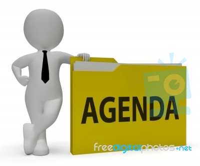 Agenda Folder Represents Binder Schedule 3d Rendering Stock Image