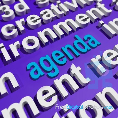 Agenda In Word Cloud Shows Schedule Program Stock Image