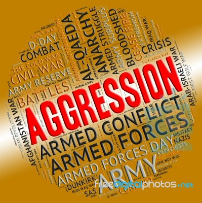 Aggression Word Means Infringement Wordcloud And Encroachment Stock Image