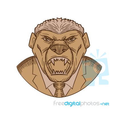 Aggressive Honey Badger Wearing Tie Drawing Stock Image