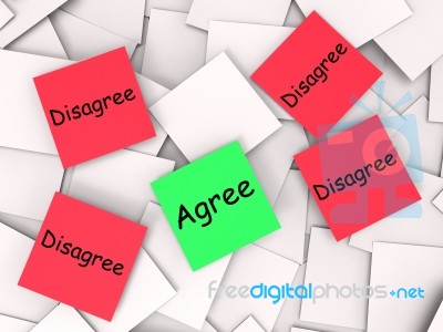 Agree Disagree Post-it Notes Mean Opinion Agreement Or Disagreem… Stock Image